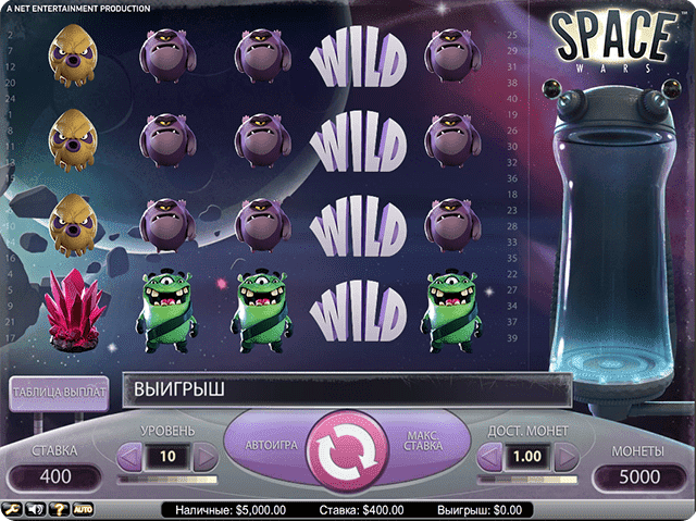 Дизайн игрового автомата Space Wars.